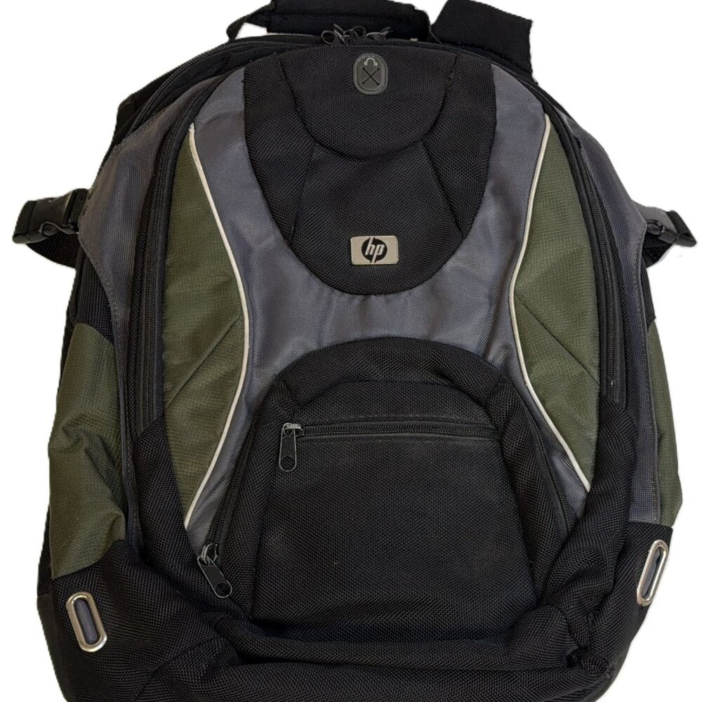 HP Hewlett Black Backpack Book Bag for Laptop Computer Excellent Travel Padded